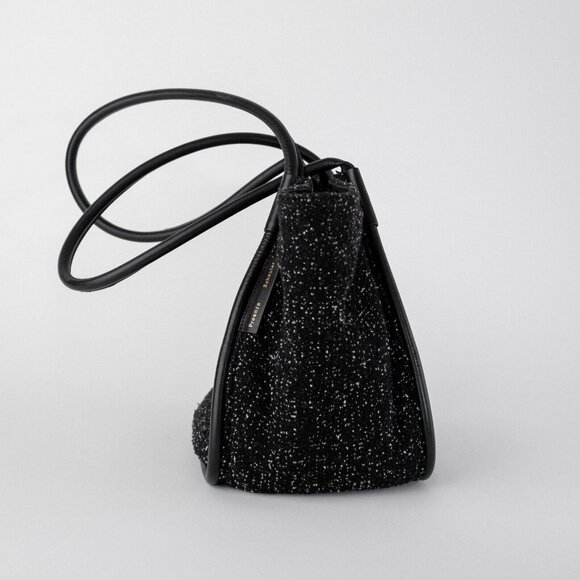 Proenza Schouler Large Black Tweed Leather Ruched Tote Women's Bag $1,090 - Picture 13 of 16